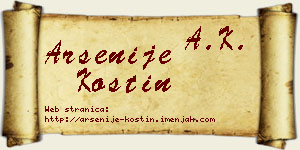 Arsenije Kostin vizit kartica